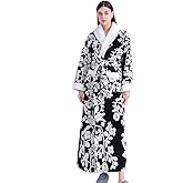 Women's Sherpa Fleece Chenille Robes Long Warm Plush Luxury Bathrobe Fuzzy Thicken Housecoat Jacquard Pattern