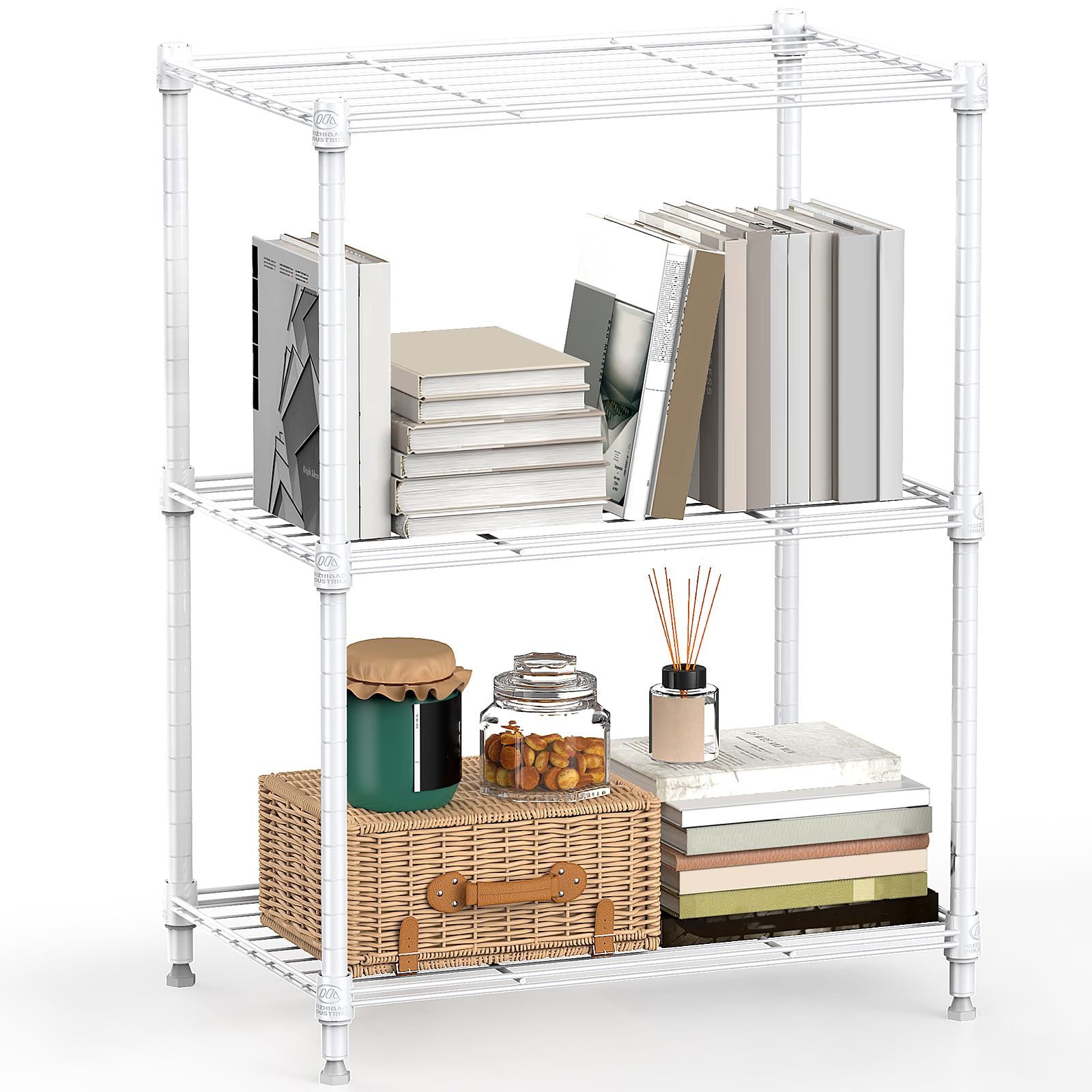MZG 3-Tier Wire Storage Shelving Unit – Steel Utility Rack, Chrome, Adjustable, 450lb Capacity