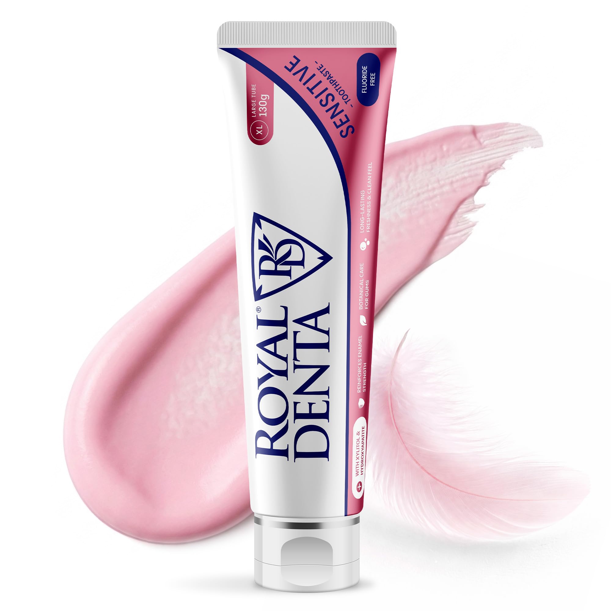 Royal Denta Fluoride Free Toothpaste for Sensitive Teeth & Gum 130g, Gentle Enamel Repair with Xylitol & Hydroxyapatite Remineralizing Toothpaste for Adults, Infused with Silver Particles