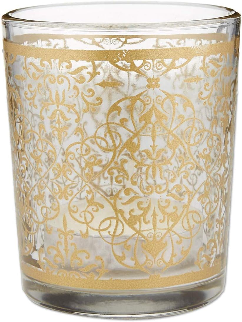 Kate Aspen Golden Renaissance Glass Tea Light Holder (2 Set of 4, 8 Pieces) - Hostess Gift, Guest Gift, Party Souvenir, Party Favor or Decorations for Weddings, Bridal Showers, Baby Showers & More