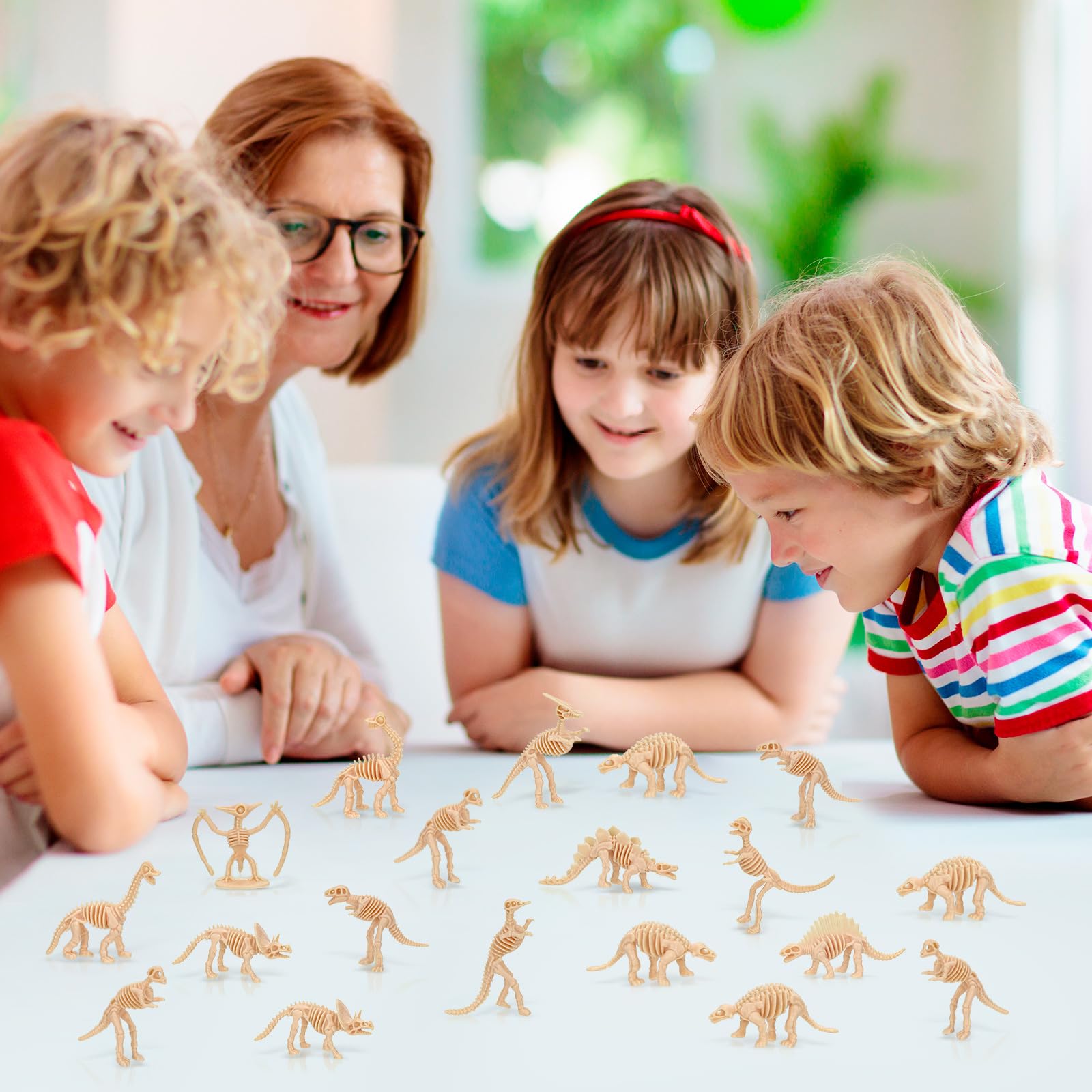 60 PCS Dinosaur Fossil Skeletons, Assorted Dinosaur Skeleton Toys Figures for Science Play Dino Sand Dig Party Favor Decorations