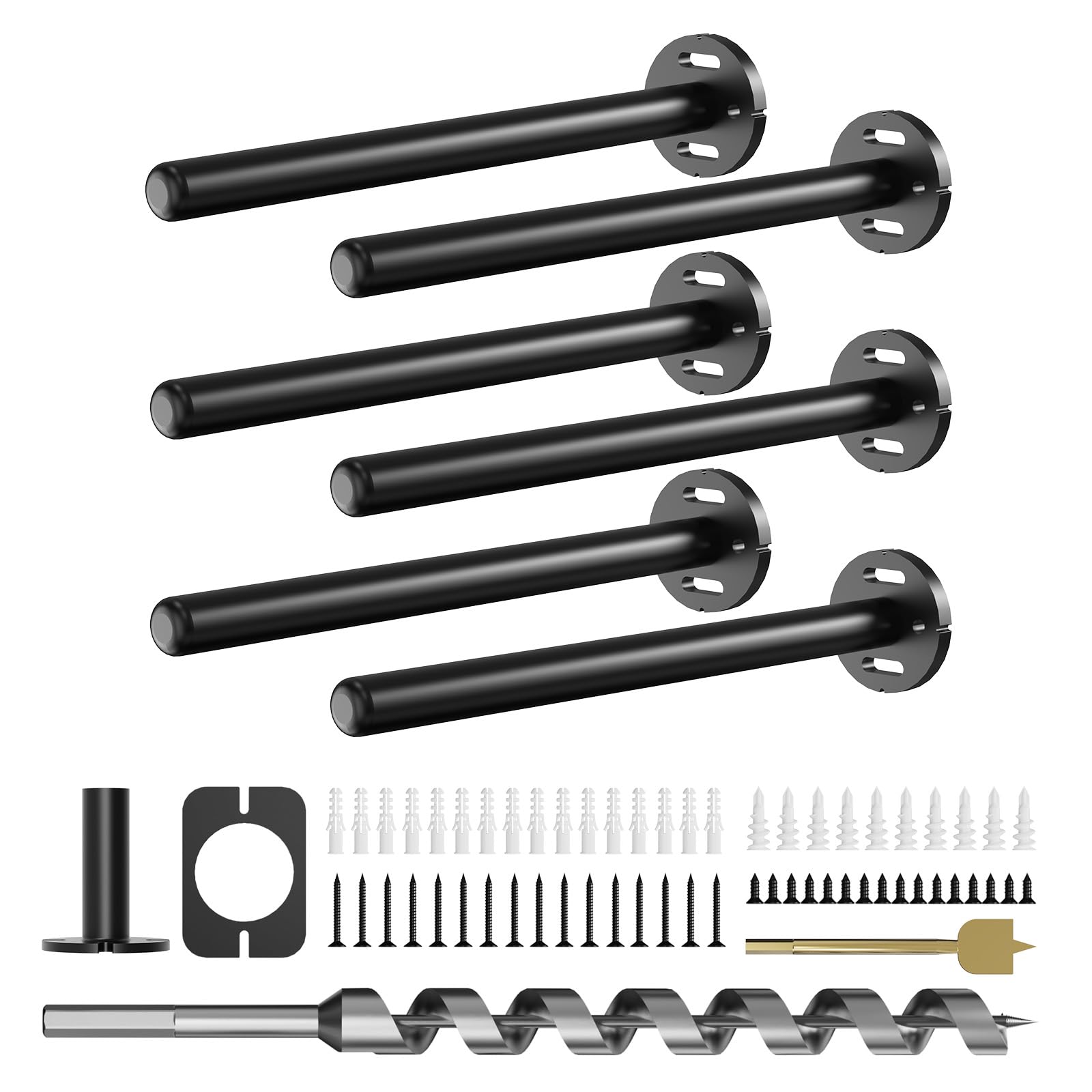 Photo 1 of 6pcs Wall Shelf Brackets Heavy Duty Floating Shelf Bracket Hidden,Invisible Black Shelving Brackets Decorative Floating Shelf Hardware Heavy Duty,Metal Shelf Support Bracket (8 inch-6pcs)