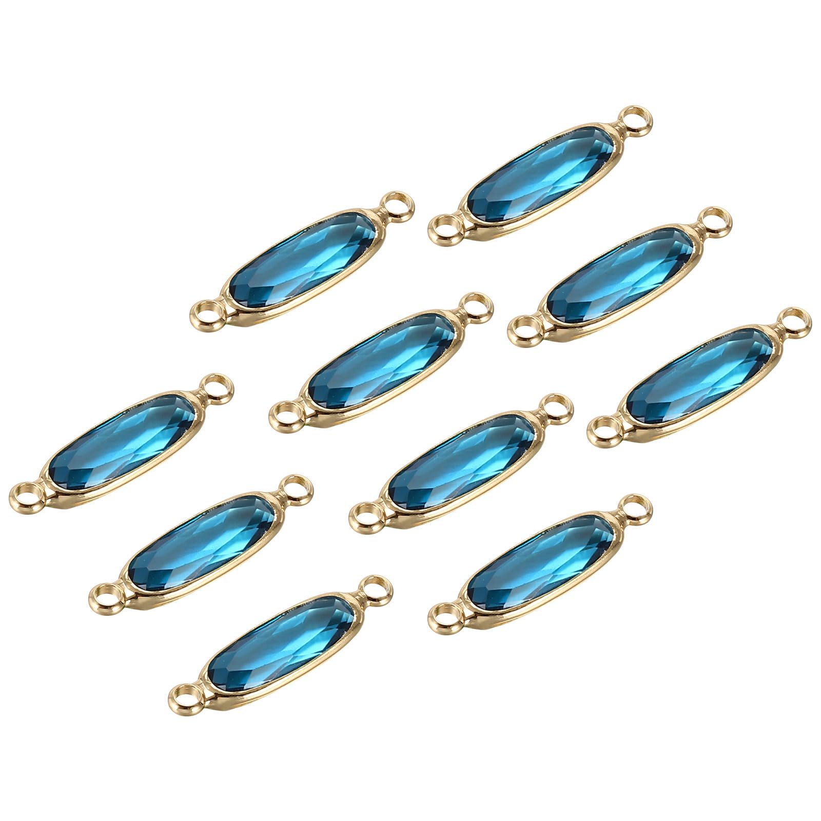 PATIKIL Birthstone Connector Link, 10Pcs Diamond Clear Charm Links, Round Glass Findings Crystal Bead Link for Drop Dangle Pendants, Blue