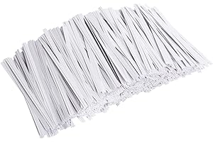 Unves 1000 Pcs White Paper Twist Ties Reusable Bread Ties for Bags Candy Coffee Cello Cake Pops (4 Inches)