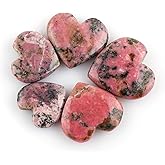 TGH Natural Rhodonite Heart Gemstones Wholesale Cabochons Lot, Jewelry Making Loose Gemstone, Polished Gems, DIY, Wire Wrapping, Healing Crystals, Bulk Deal, Valentine Day Gift, 100 Carat Lot