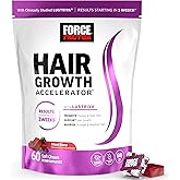 Force Factor Hair Growth Accelerator Soft Chews, Hair Growth Vitamins for Women and Men with Clinically Studied Lustriva and Biotin, Promotes Thicker, Fuller, Stronger Hair, Mixed Berry, 60 Soft Chews