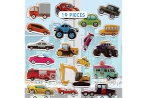 Cars Trucks & Construction Gel Window Clings for Kids - Window Stickers for Toddlers, Monster Truck Gel Clings, Window Decals Kids Jelly Reusable Sticker - Car Plane Airplane Activities (Jesplay USA)