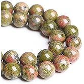 8MM 45PCS Natural Stone Green Unakite Loose Beads for Jewelry Making DIY Bracelet 1 Strand