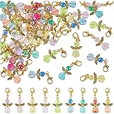 SUPERFINDINGS 36Pcs 9 Colors Angel Wing Charm Guardian Angel Charms Colorful Fairy Dangle Pendants Acrylic Heart Beads Charms with Lobster Clasps for DIY Party Favor Wedding Jewelry Making
