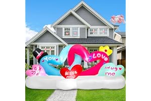 MICOCAH 6 FT Long Inflatable Valentines Day Decorations, Valentine Inflatables Love Heart Combo Built-in LEDs Blow Up Yard Decoration Decor for Romantic Anniversary Wedding Proposal Party Garden Lawn