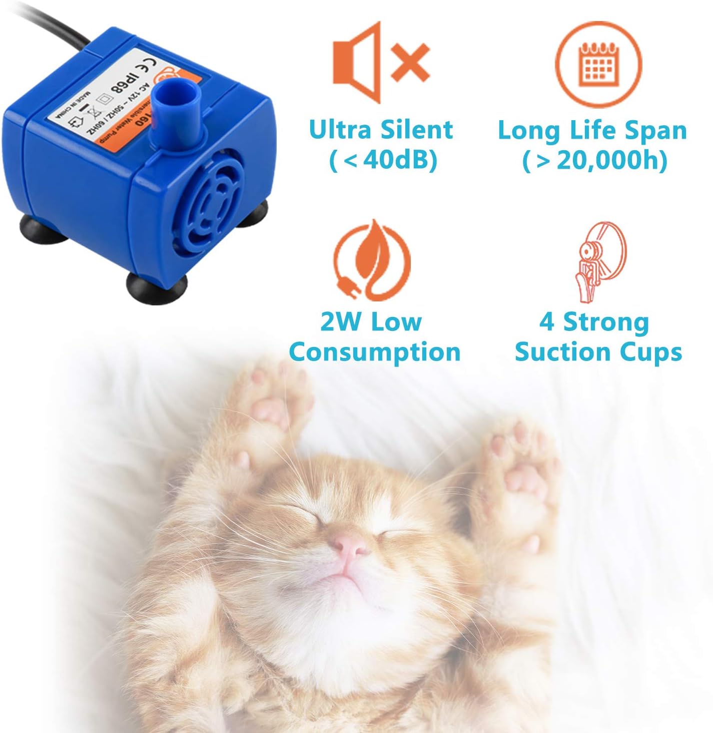 Pet Supplies : Veken Pet Fountain, 84oz/2.5L Automatic Cat Water Fountain Dog Water Dispenser with 3 Replacement Filters & 1 Silicone Mat for Cats, Dogs, Multiple Pets, Blue : 