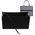 LOUKAYCCI Purse Insert Organizer for Dior Book Tote - Medium Bag Insert with Premium Felt and Multiple Pockets (Large, Black)