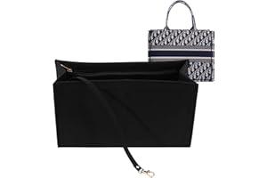 LOUKAYCCI Purse Insert Organizer for dior book tote Medium Bag Insert Premium Purse Felt Insert Multiple Pockets (Large, Black)