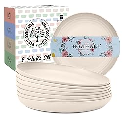 Homienly Wheat Straw Plates 8 PCS Unbreakable