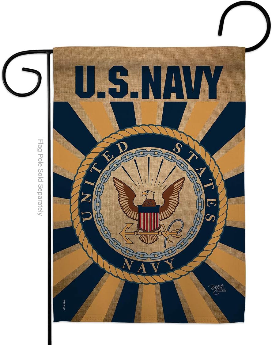 Breeze Decor Navy Garden Flag Armed Forces USN Seabee United State American Military Veteran Retire Official Small Decorative Gift Yard House Banner Double-Sided Made in USA 13 X 18.5