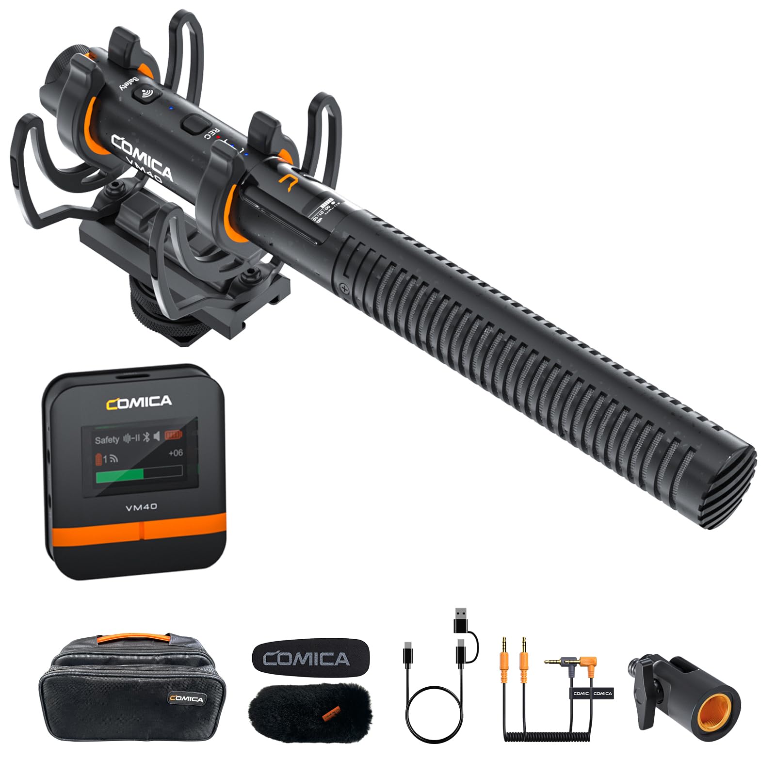 COMICA VM40 Wireless Shotgun Microphone, 32-bit Float Internal Recording, 32GB Memory, 200M Range, Super Cardioid, External Camera Microphone for Filmmakers, Interviews, YouTube Live Streaming