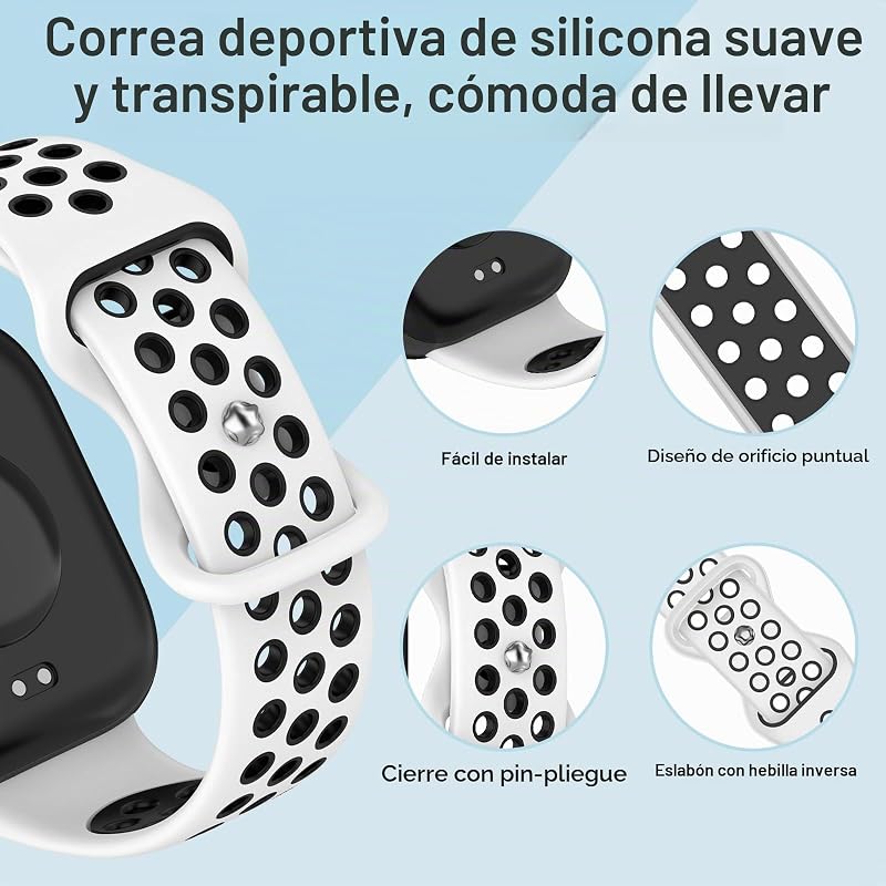 Bracelete de silicone para Xiaomi Smart Band 10 Pro/9 Pro/8 Pro, bracelete de relógio desportivo macio e respirável para o Xiaomi Redmi Watch 6/5/4 - Orange Star + Preto Branco — foto 3 de 7