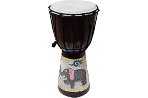 STONEAGE ARTS Djembe Drum Sand Blasted Unique Effect African Inspired Hand Made Decor Coastal Beach Elephant Accent Music For Beginners Kids And Adults Also An Awesome Gifting Idea (12 inch, Elephant)