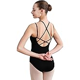 Tegmk Women Camisole Ballet Leotard for Dance Gymnastic Outfit, Full Front Lining, Crisscross Back