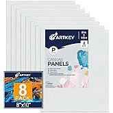 Artkey Canvases for Painting, 8x10 Inch 8-Pack, 10 oz Primed 100% Cotton White Blank Canvas Boards, Art Supplies Canvas Panels for Oil Acrylics Watercolor & Tempera Paints
