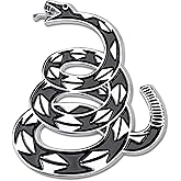 Jawfait Dont Tread on Me 3D Metal Car Sticker, Rattlesnake Vehicle Decal, Gadsden Flag Auto Emblem for Automotive Truck Motorcycle Vans (Silver/Black)