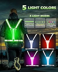 Zacro LED Reflective Vest Running Gear, 5 Lights