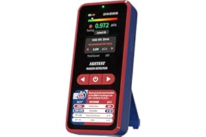 AKSTEST RM-60 Radon Detector with TFT Color Display, Long-Term Radon Monitor for Home, Basement, Audible & Visual Alarms, USB