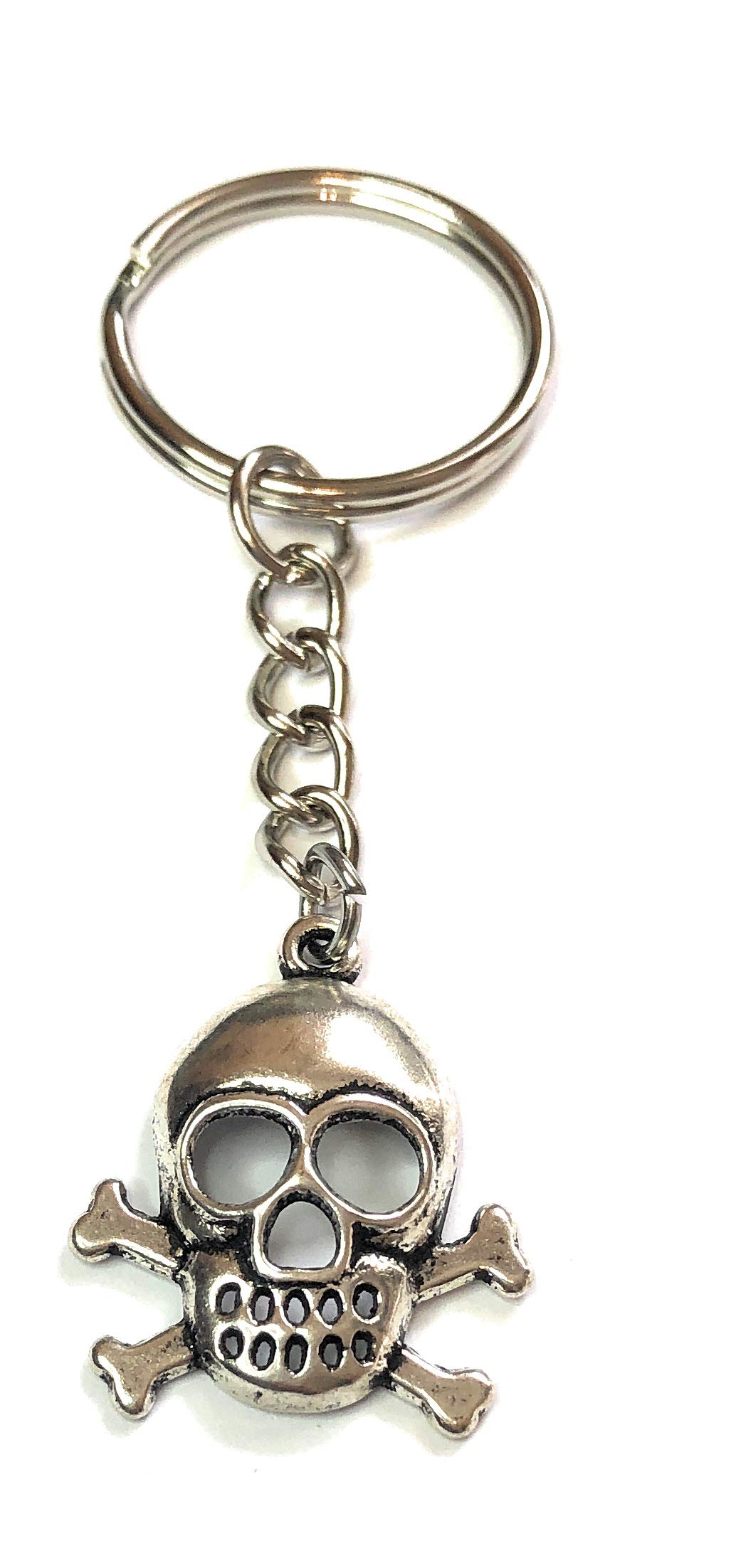 FizzyButton Gifts Pirate Skull and Crossbones Charm Keyring Key Ring with Silver Tone Keychain