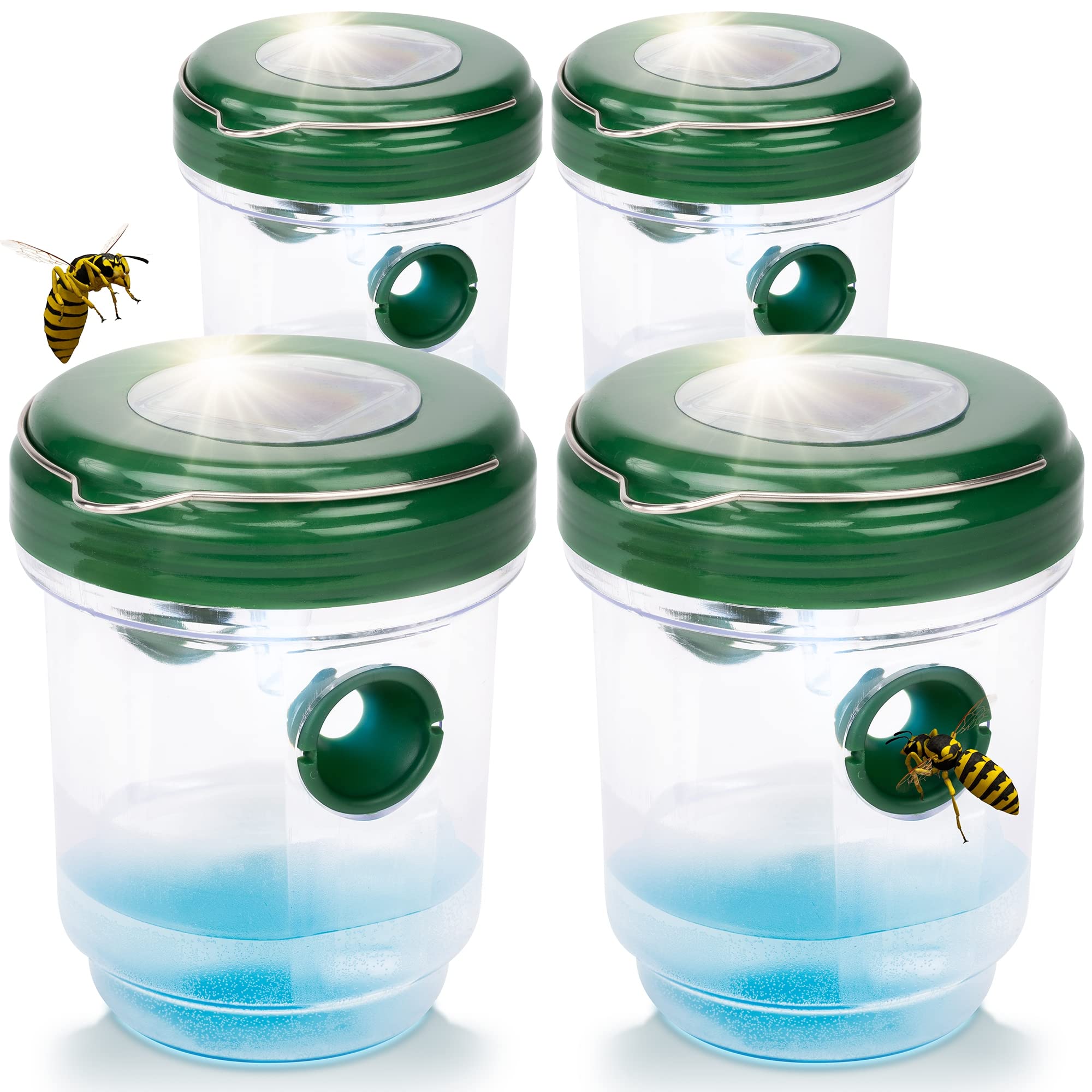 Gardigo Wasp Trap and Mosquito Trap Solar 2 in 1-4 Set I Wasp Repellent and Mosquito Repellent for Indoor and Outdoor Use LED Light for Attracting Mosquitoes Insect Trap Mosquito Repellent Wasp