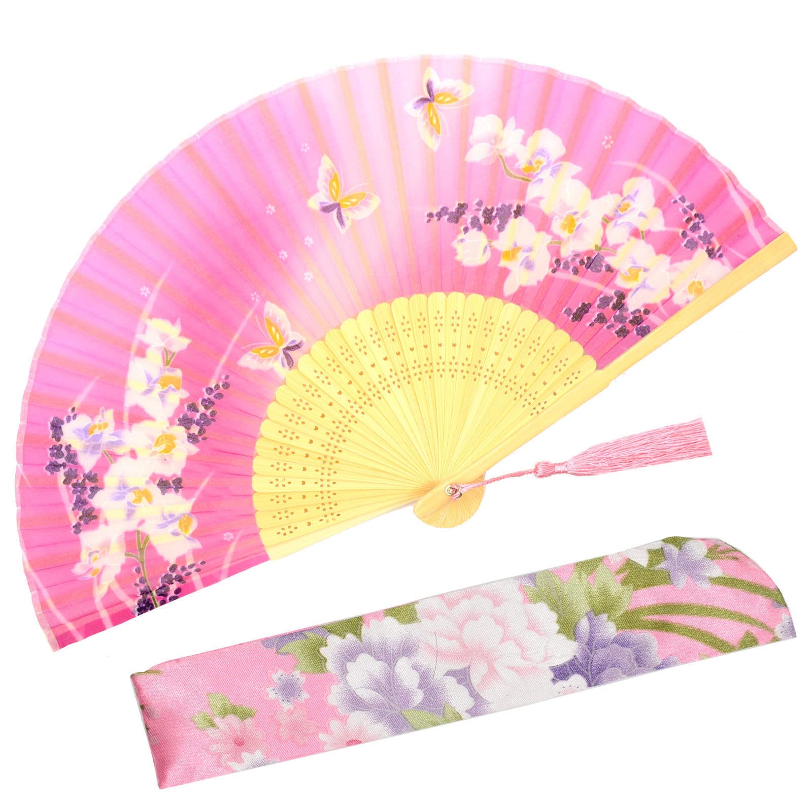 Zolee Small Folding Hand Fan - Chinese Japanese Vintage Bamboo Silk Fans - for Dance, Performance, Decoration, Wedding, Party，Gift (Lanhua-WZS-24) 0207