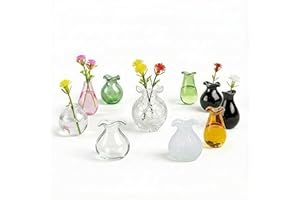 OASIS ORIGIN 10-Pack Magnetic Mini Glass Vases Set with 30+ Flowers – Slam-Proof Strong Magnet for Fridge, Locker & Office Decor – Crystal Clear Bud Holders for Propagation for Women
