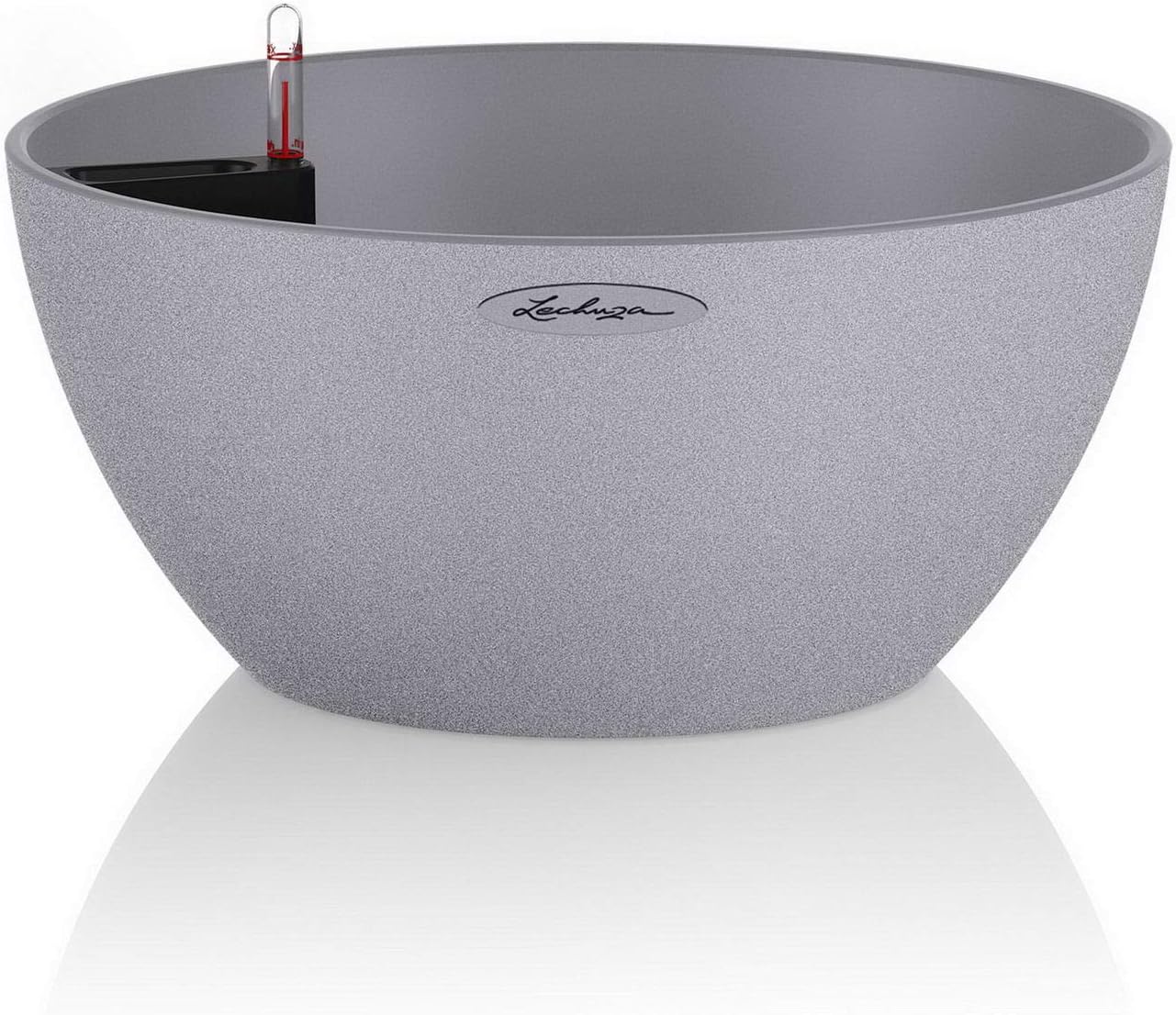 LECHUZA CUBETO Stone 30, Steingrau, Hochwertiger Kunststoff, Inkl. Bewässerungssystem, Herausnehmbarer Pflanzeinsatz, Für Innen- und Außenbereich, 13830