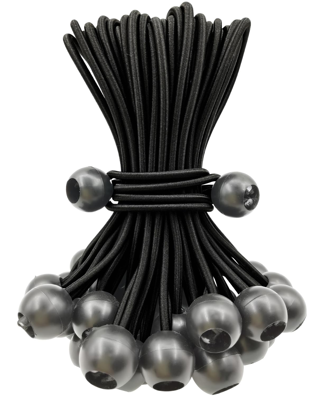 BINCKIN Bungee Balls 25 Pcs, 6 Inch Bungee Cords with Balls, Tent Accessories for Camping Tarp, Tents, Canopy and Fixings (Black)