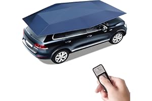 GLACENOX Universal Car Tent Movable Carport, Fully Automatic Car Cover Umbrella Tent, Portable Retractable Car Shelter (Navy Blue, 205 inch)