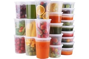 LULIZZIE WGCC Deli Containers with Lids 48 Sets- Disposable Soup Containers with Lids 8oz, 16oz, 32oz - Plastic Containers with Lids, Food Containers with Leakproof, BPA Free/Microwave/Freezer/Dishwasher Safe
