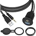 QIANRENON USB 3.0 & 3,5 Mm Audio Panel-Kabel – Wasserdicht, 2 M, Mit Alu-Gehäuse Für Auto & Boot