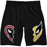 Deadpool 3 Deadpool and Wolverine Best Friends Necklace Men's Black Sleep Pajama Shorts