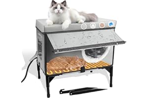 WN'S DAY Outdoor Heated Cat House Weatherproof with Heating Pad, Insulated Heated Cat House for Outside, Feral Cat Houses for Outdoor Cats Waterproof Winter, Outdoor Stray Cat Shelter, Outdoor Pet House-Grey,s