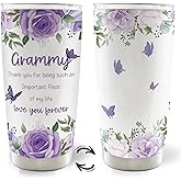 MOTERMATE Grammy Mothers Day Christmas Birthday Thank You Ideas Gifts Gift 20oz Travel Coffee Mug Tumbler for Granmmy Grandma from Grandkids, Grammy Water Stainless Steel Tumbler with Lid and Straw