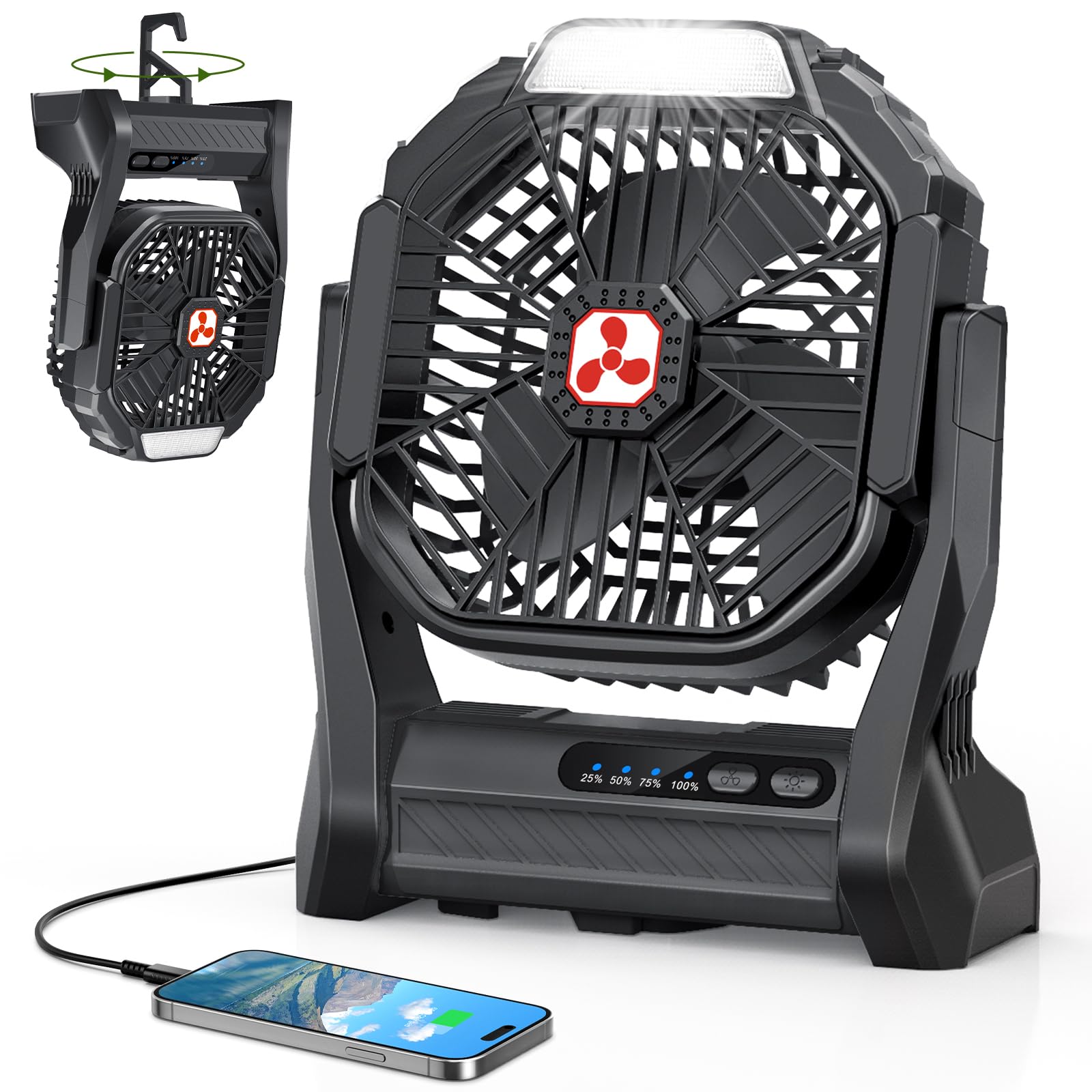 Portable Rechargeable Fan, 20000mAh Cordless Battery Powered Camping Fans