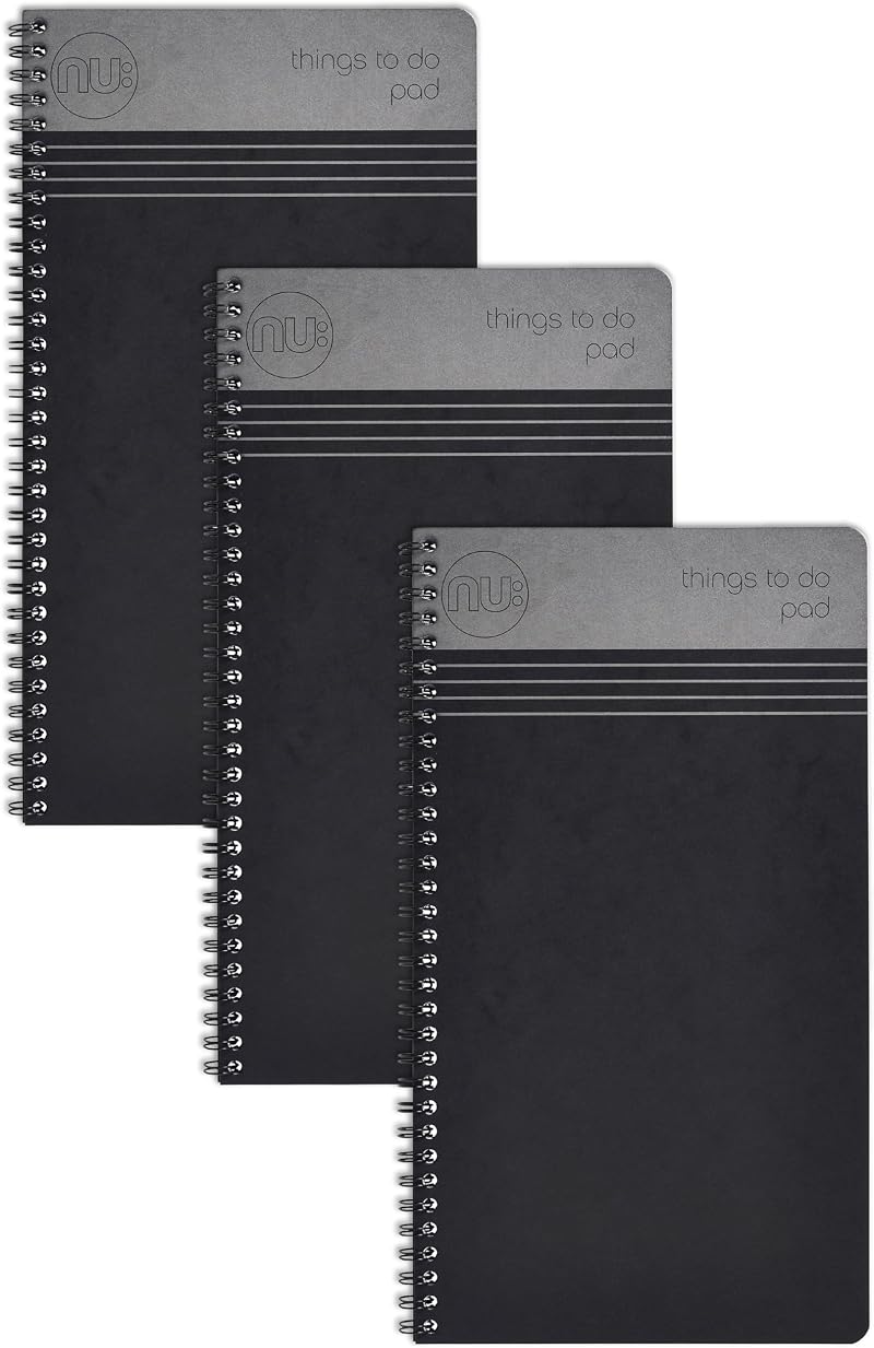 nu: Craze Cloud Range Things to Do Pad - Wirebound Notebook 3 Pack Black