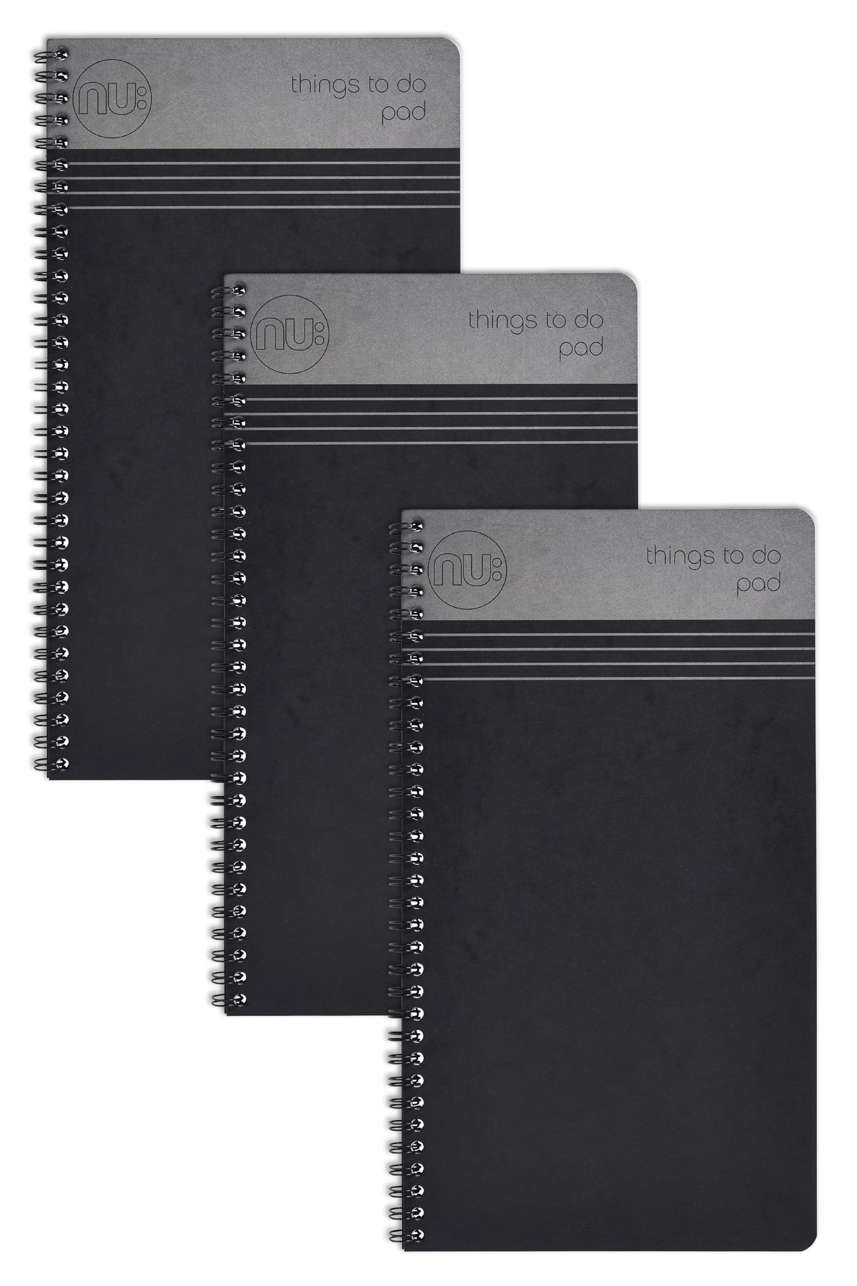 nu: Notebooks - Craze Cloud Range - Things to Do Pad - Wirebound Notebook - Stationery Notebooks - Ruled Notepad - Black - Multipack of 3
