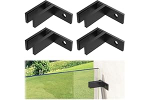 Gyykzz 4 Pack Matte Black Wall to Glass Clamp 90 Degrees Glass Railing Clamp Fit for 3/8"-1/2"(10mm-13mm) Thinkness Balustrade, F Shape T304 Railing Clips for Fence, Balcony Deck, Indoor & Outdoor