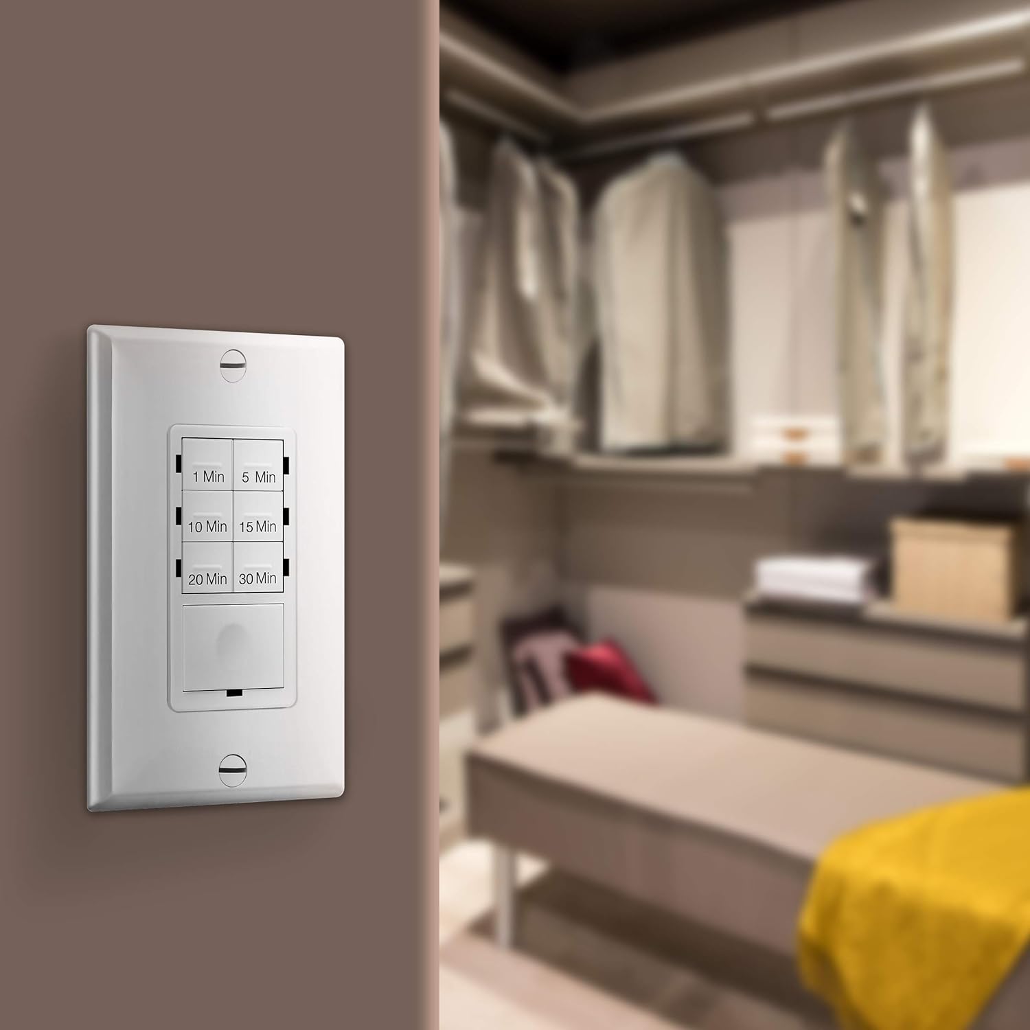 ENERLITES Countdown Timer Switch for bathroom fans and household lights, 1-5-10-15-20-30 Min Settings with Manual Override, Always On Blue LED, Neutral Wire Required, UL Listed, HET06A-R, White: Home Improvement