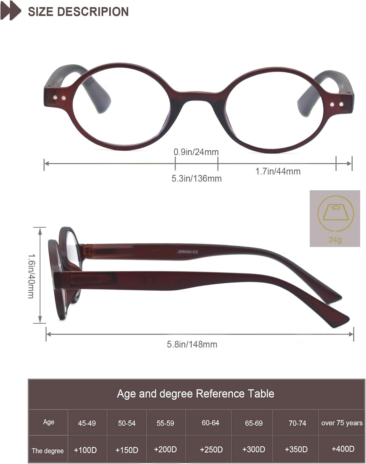 HEEYYOK 5 Pack Reading Glasses Mens/Womens,Readers Oval Frame Style Professor,Comfort Spring Hinges,Eyeglasses Lightweight Include Pouch - Image 5