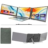 siaviala Laptop Screen Extender 0.17" Ultra-Thin, 14" 1080P FHD IPS Portable Monitor, Triple Screen Laptop Monitor Extender for 13"-17" Laptops, Plug &amp; Play for Windows/Mac/Android/Chrome/PS5
