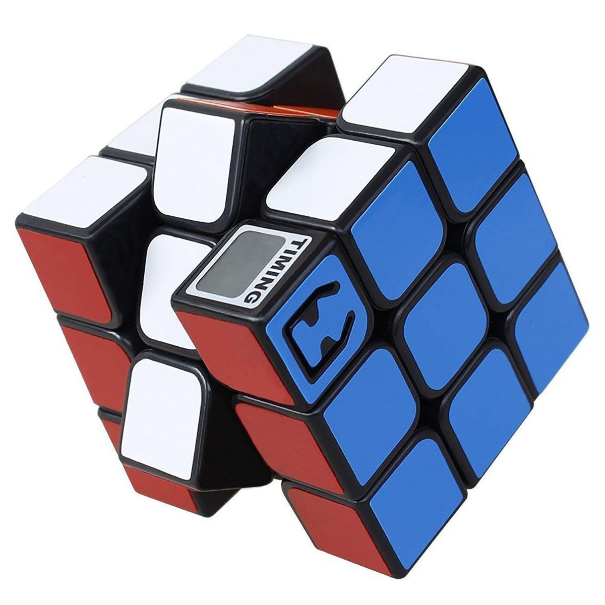 3x3x3 Magic Cube with Timer Smooth Speed Cube Black Body with Colour Stickers Puzzle Toy for Adults and Children