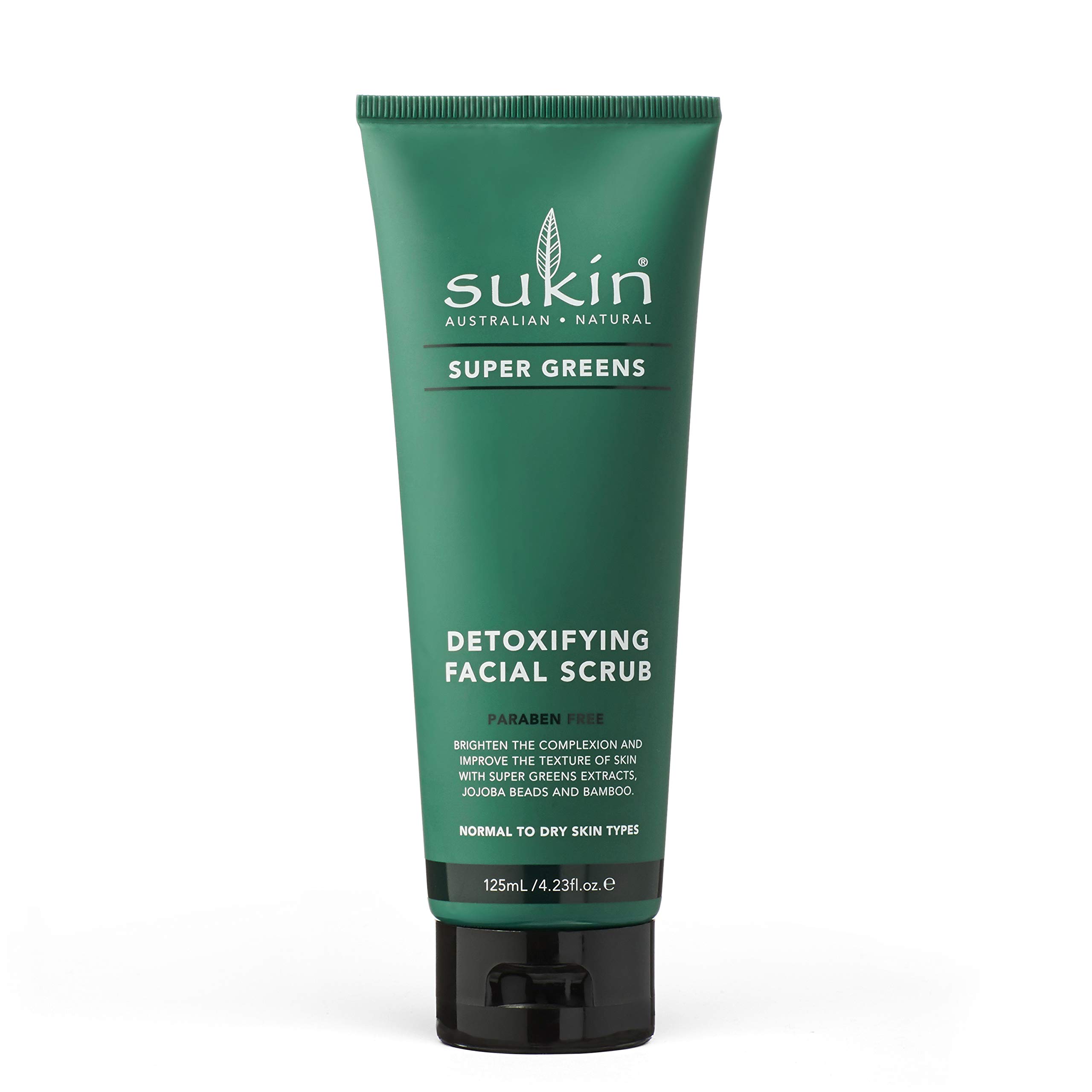 Sukin Super Greens Face Scrub 200g - with Kale, Spirulina & Pineapple; cruelty free & vegan friendly -polishes leaving the skin smooth and free of impurities.