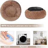 Nepfaivy Calming Donut Dog Cat Bed 23.6in Round Plush Non-Slip Washable Coffee view 6