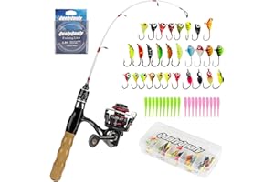 QualyQualy Ice Fishing Rod Reel Combo Kit With Backpack Seat, Cleats, Jigs, Gear and Line